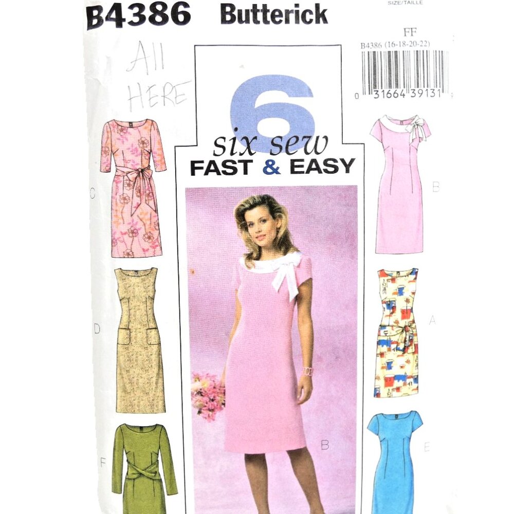 Vintage Butterick Pattern Size 16 18 20 22 DIY 2004 Fast /Easy 6 Styles Cut Sew